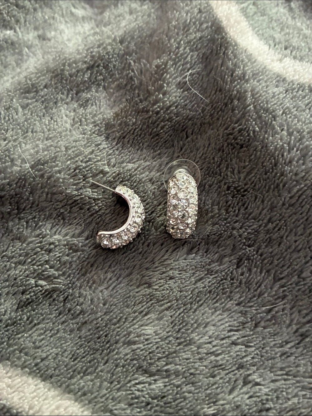 Kenneth Jay Lane Silver Crystal Pavé Huggie Earrings